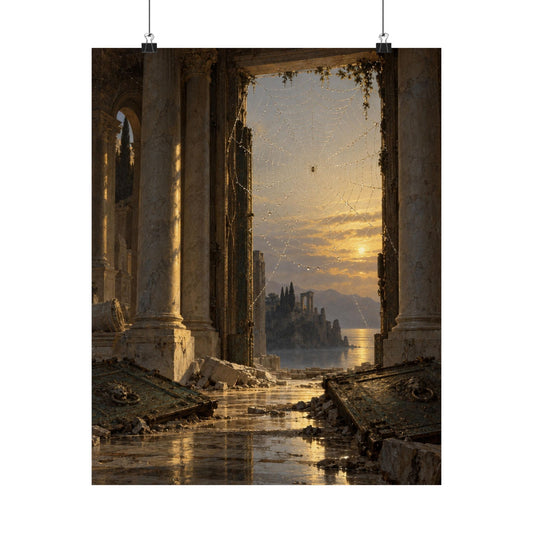 The Guardian of the Ruined Palace Art Print Poster, Symbolic Oil Painting Wall Art, By Xudeyda