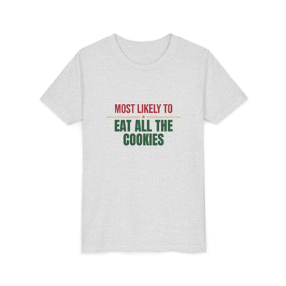Most Likely To Eat All The Cookies Kids Shirt, Matching Family Christmas Youth T-Shirt