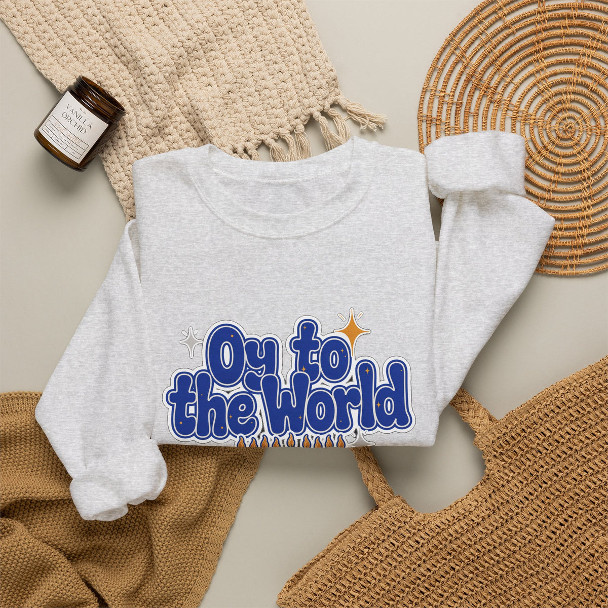 Oy to the World Sweatshirt, Retro Hanukkah Crewneck, Chanukah Gift