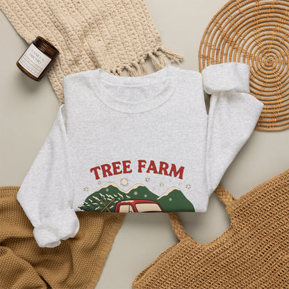 Christmas Tree Farm Sweatshirt, Vintage Red Truck Christmas Crewneck, Cozy Holiday Sweater