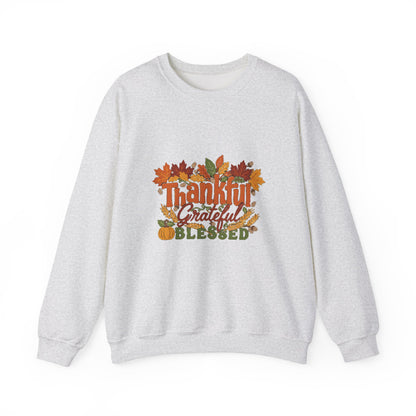 Thankful Grateful Blessed Sweatshirt, Cozy Fall Thanksgiving Crewneck, Autumn Sweater