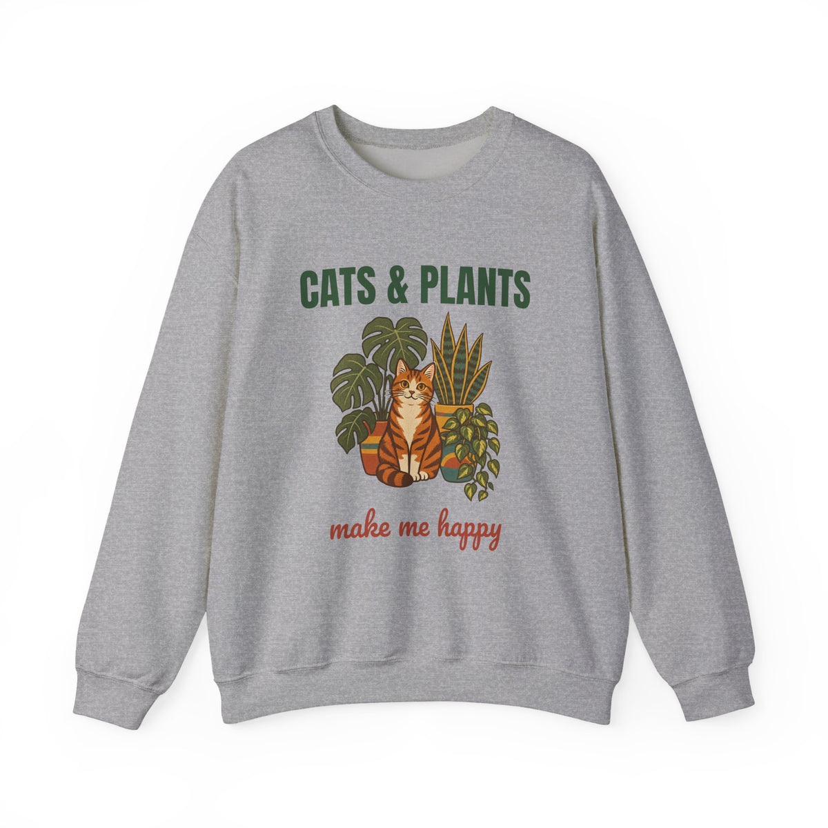 Cats and Plants Make Me Happy Sweatshirt, Vintage Cats and Plants Crewneck