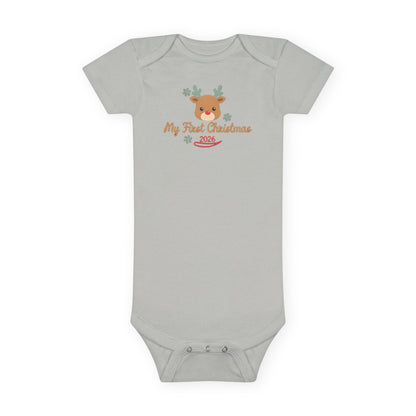 My First Christmas 2026 Baby Bodysuit, Reindeer Baby's First Christmas Onesie