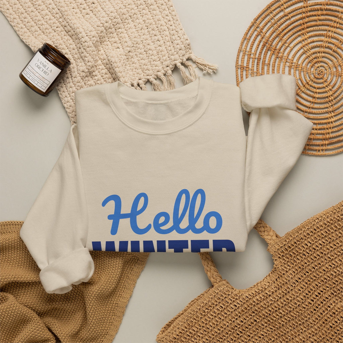 Hello Winter Cozy Season Mode Sweatshirt, Winter Crewneck, Cozy Season Sweatshirt