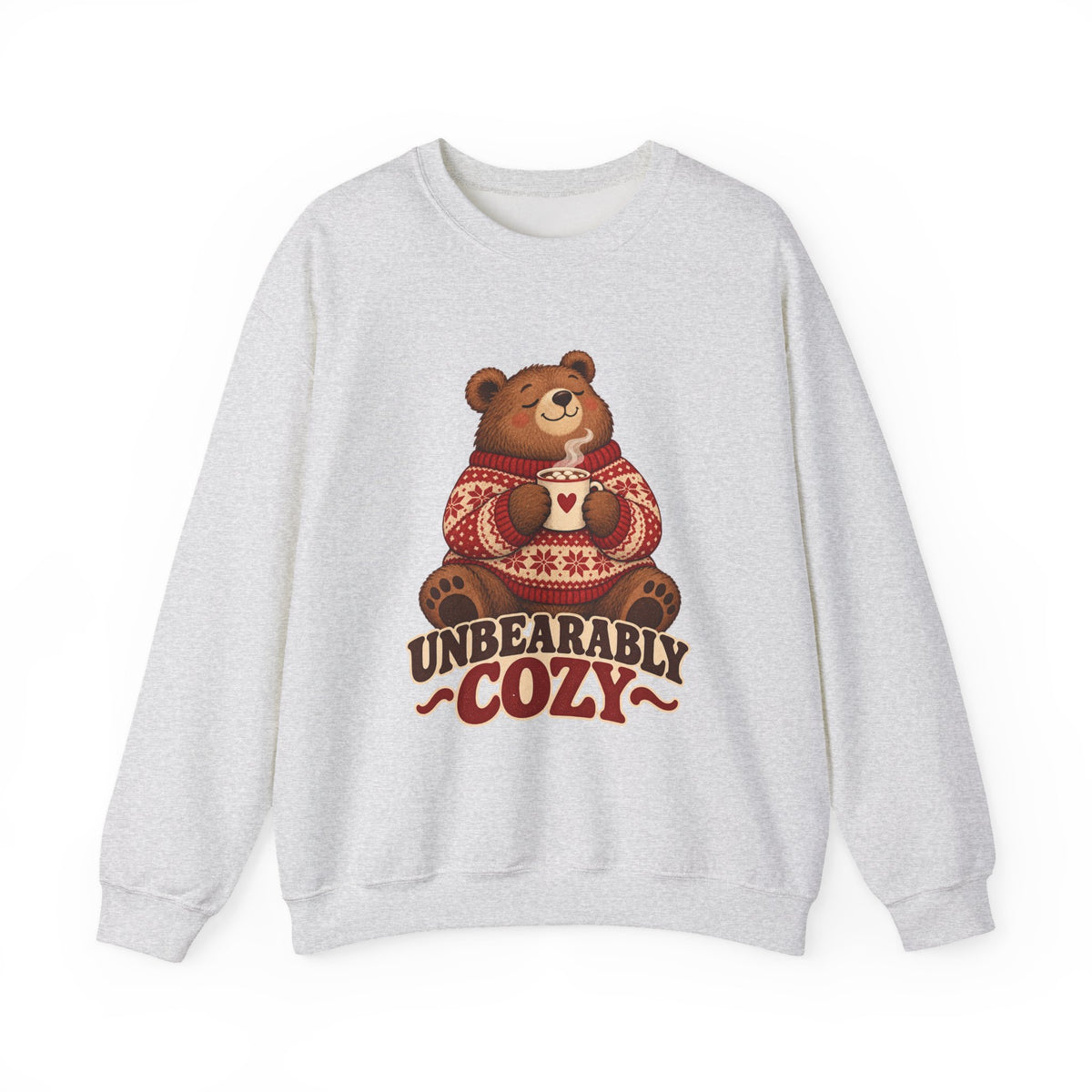 Unbearably Cozy Bear in a Sweater With Cocoa Sweatshirt, Cozy Bear Crewneck Sweatshirt