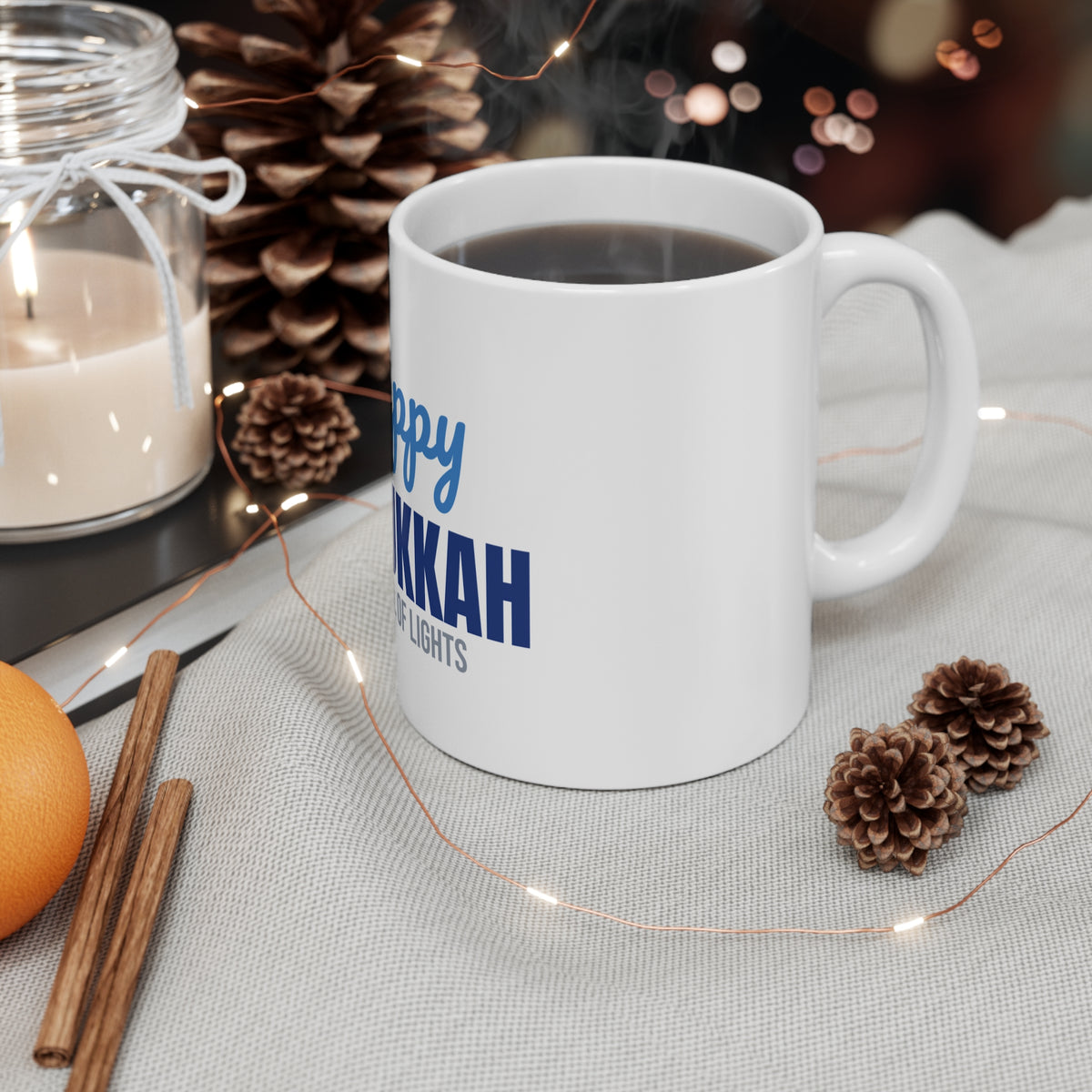 Happy Hanukkah Festival of Lights Mug, Hanukkah Coffee Mug 11oz
