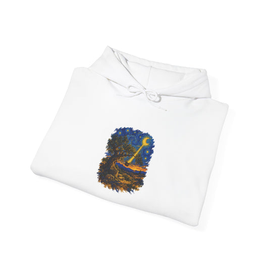 The Tree and the Empty Bucket Hoodie, Symbolic Fine Art Hooded Sweatshirt, By Xudeyda