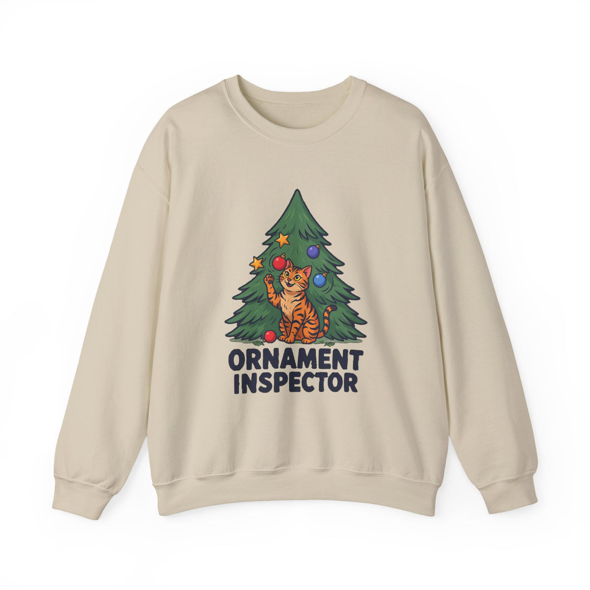 Ornament Inspector Christmas Cat Sweatshirt, Ornament Inspector Cat Crewneck Sweatshirt