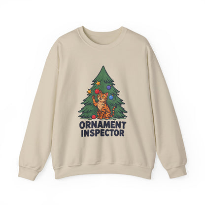 Ornament Inspector Christmas Cat Sweatshirt, Ornament Inspector Cat Crewneck Sweatshirt