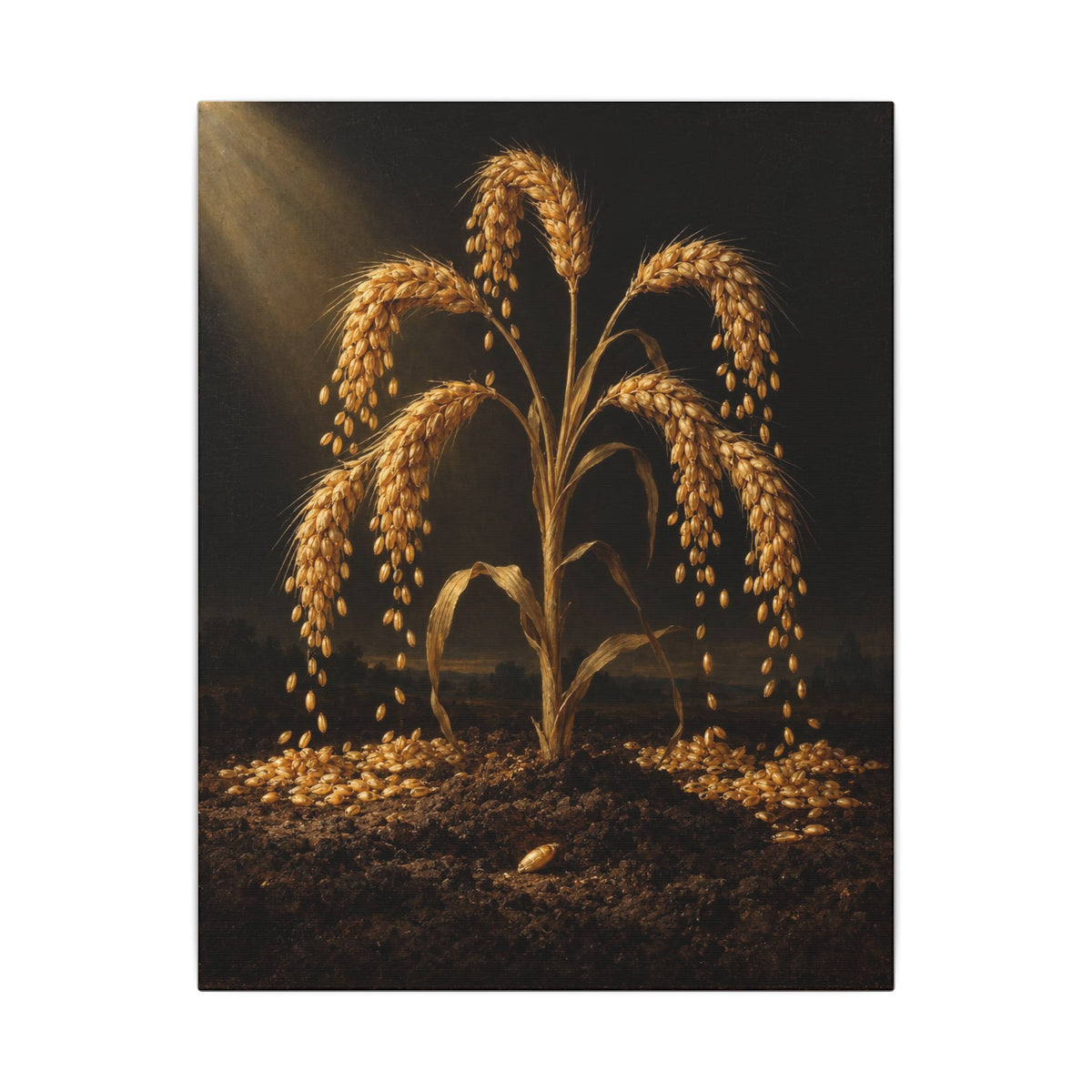 Seven Ears From One Seed Canvas Wall Art, Symbolic Oil Painting Print, By Xudeyda