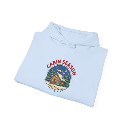 Cabin Season Hoodie, Winter Cabin Hooded Sweatshirt