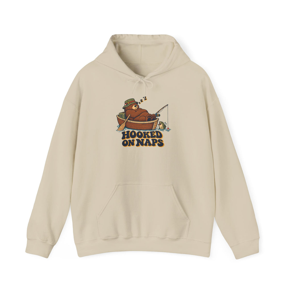 Hooked on Naps Fishing Bear Hoodie, Funny Fishing Hoodie