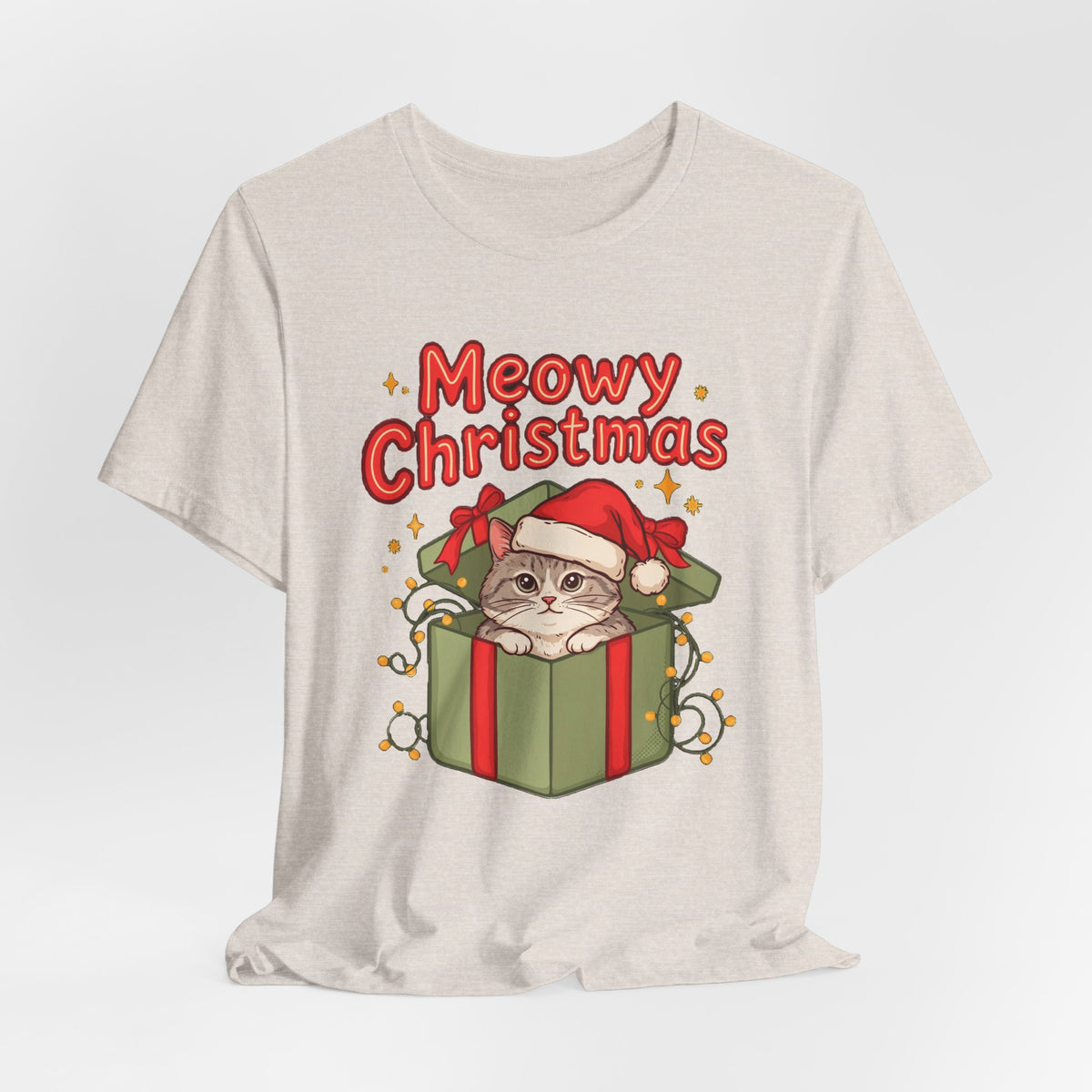 Meowy Christmas Shirt, Funny Cat Christmas T-Shirt, Gift for Cat Lovers