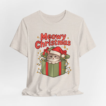 Meowy Christmas Shirt, Funny Cat Christmas T-Shirt, Gift for Cat Lovers