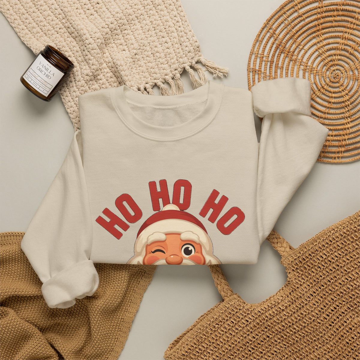 Ho Ho Ho Vintage Santa Sweatshirt, Retro Santa Christmas Crewneck, Classic Holiday Sweater