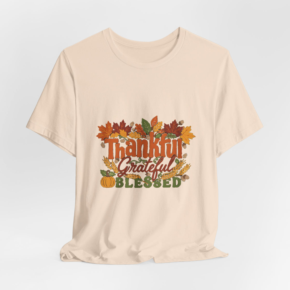 Thankful Grateful Blessed Shirt, Fall Thanksgiving T-Shirt, Autumn Leaves Tee