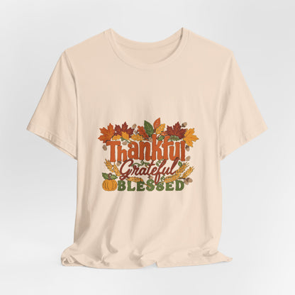 Thankful Grateful Blessed Shirt, Fall Thanksgiving T-Shirt, Autumn Leaves Tee