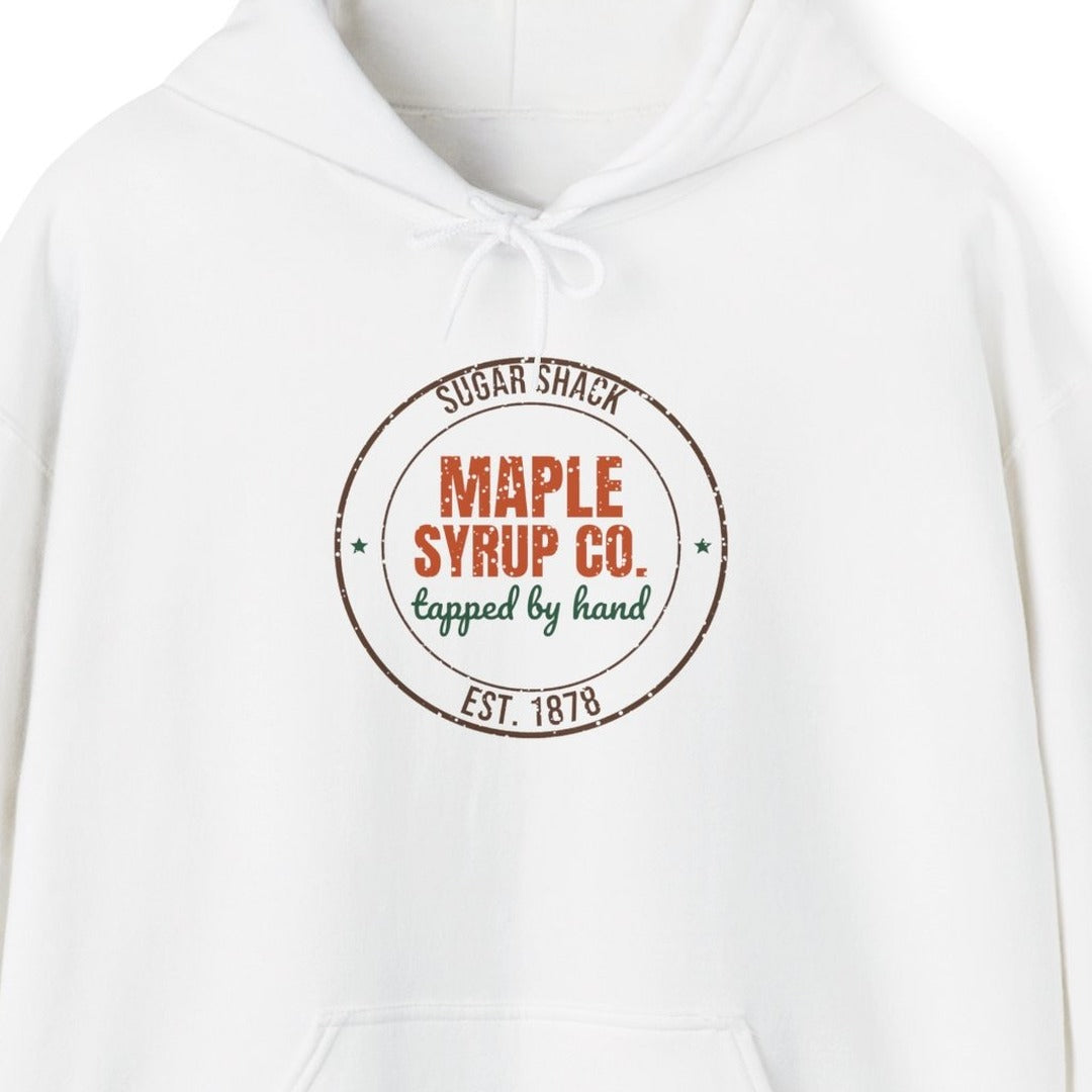 Sugar Shack Maple Syrup Co. Est. 1878 Hoodie, Vintage Fall Hoodie lifestyle