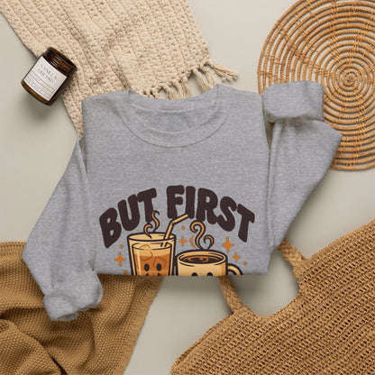 But First Coffee Sweatshirt, Retro Coffee Lover Crewneck