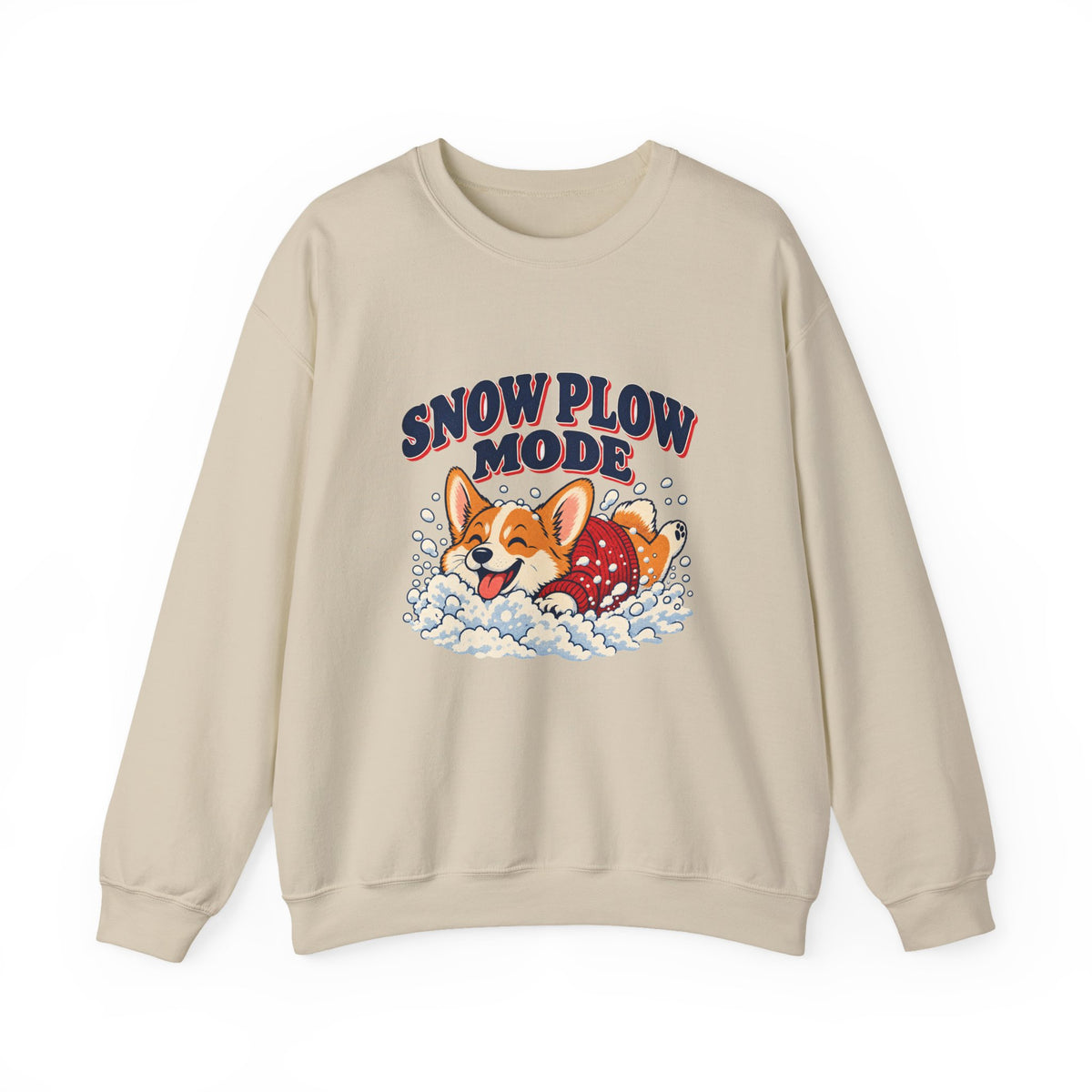 Snow Plow Mode Corgi in the Snow Sweatshirt, Corgi Winter Crewneck Sweatshirt