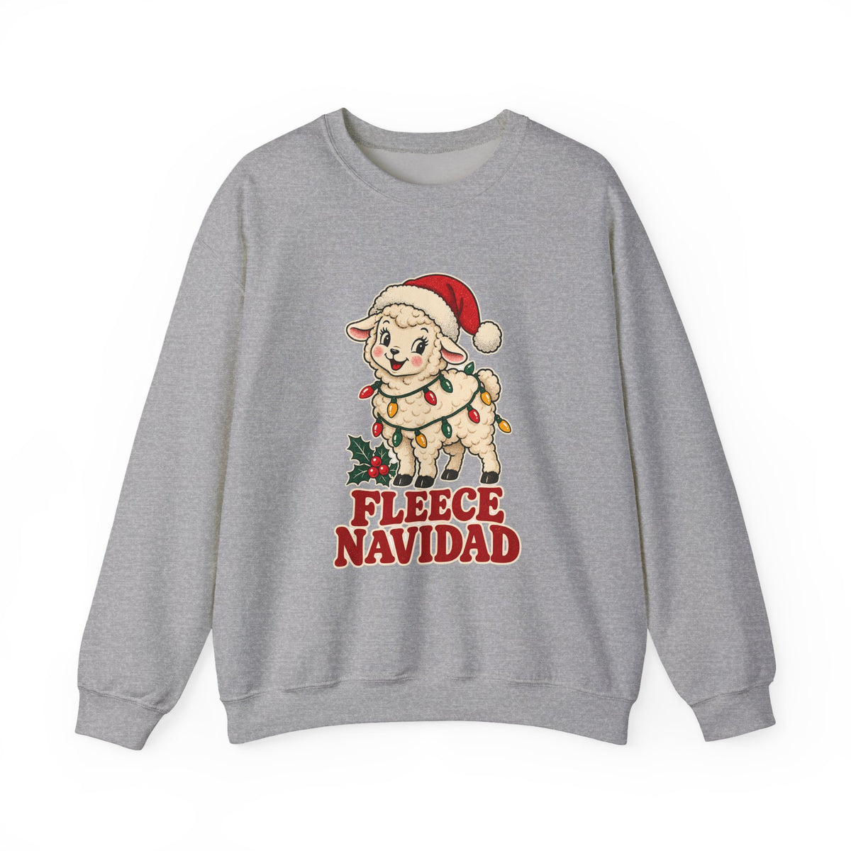 Fleece Navidad Christmas Sheep Sweatshirt, Sheep Christmas Crewneck Sweatshirt