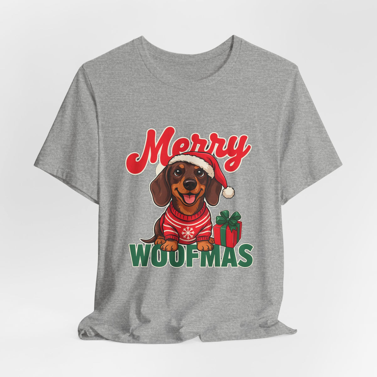 Merry Woofmas Shirt, Dachshund Christmas T-Shirt, Dog Lover Holiday Tee