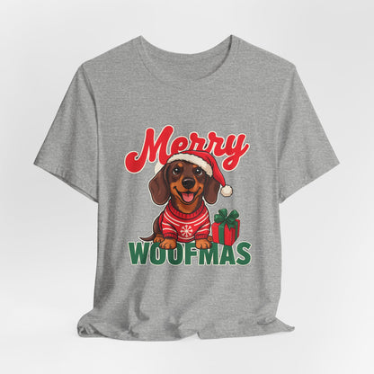 Merry Woofmas Shirt, Dachshund Christmas T-Shirt, Dog Lover Holiday Tee