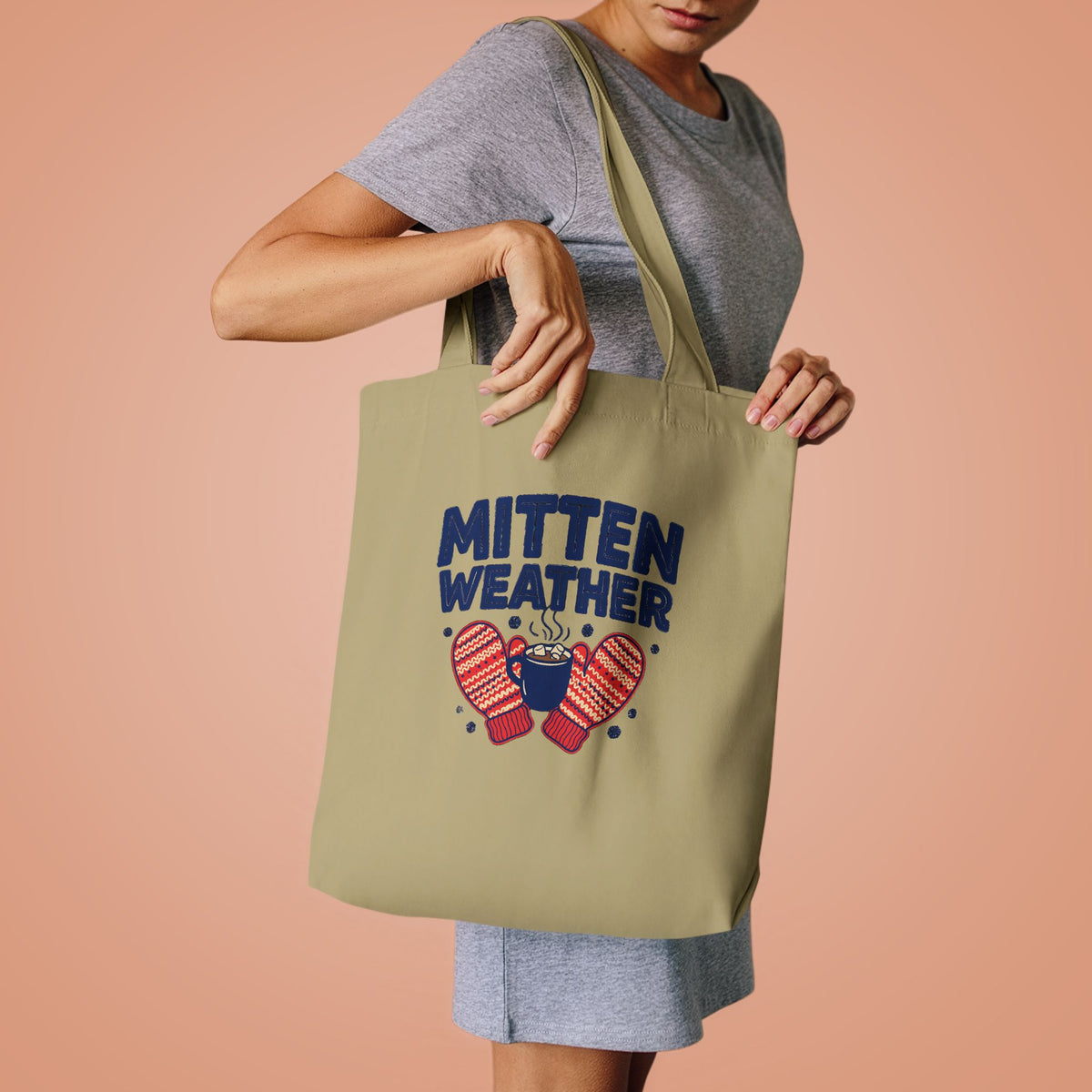 Mitten Weather Hot Cocoa Tote Bag, Mitten Weather Canvas Tote Bag