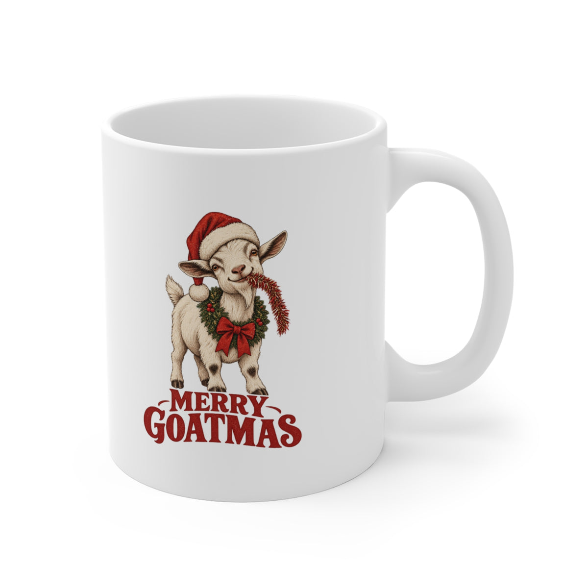 Merry Goatmas Christmas Goat Mug, Goat Christmas Coffee Mug 11oz lifestyle