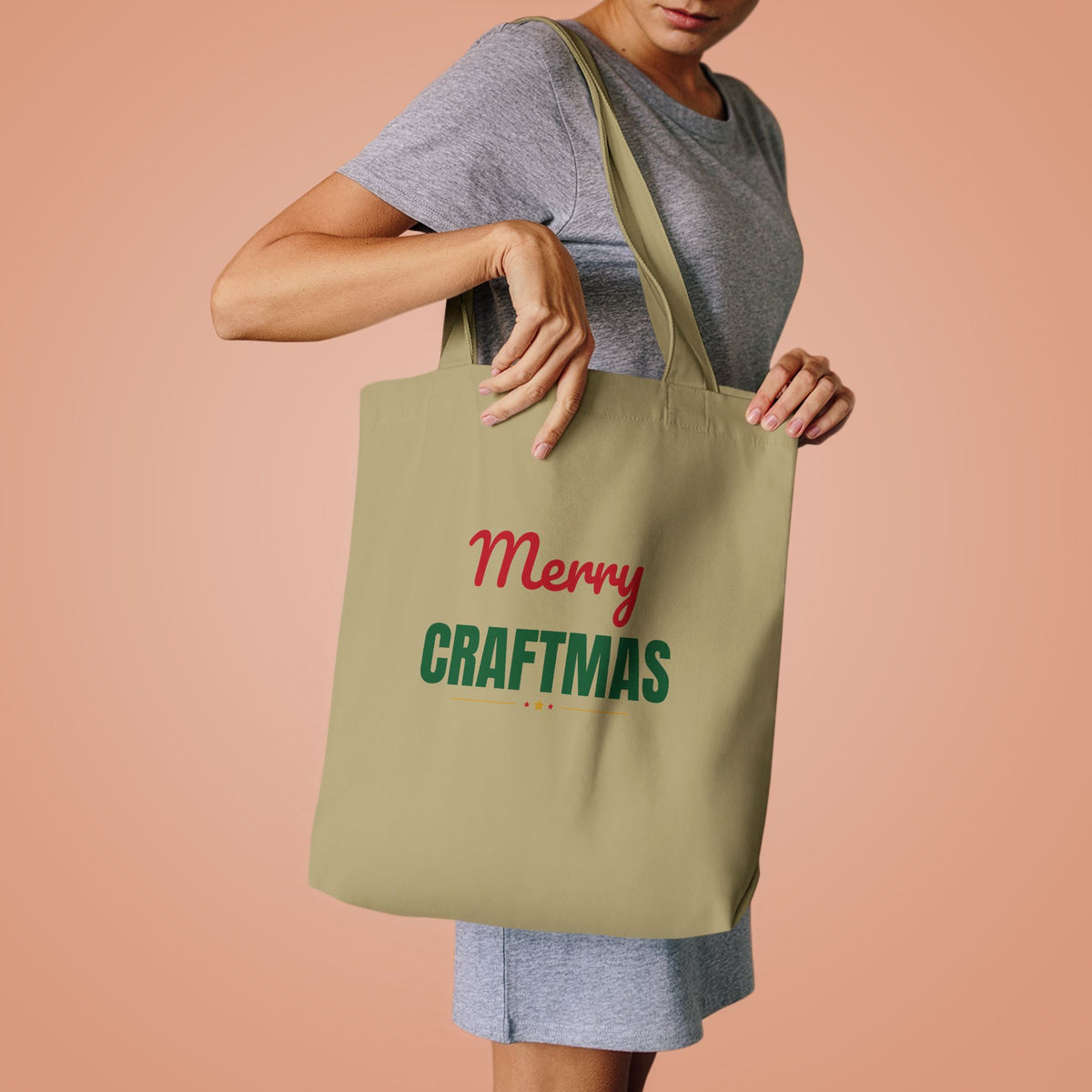 Merry Craftmas Tote Bag, Craft Supplies Canvas Tote Bag