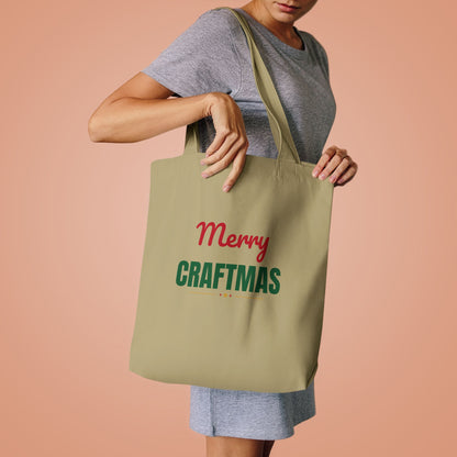Merry Craftmas Tote Bag, Craft Supplies Canvas Tote Bag