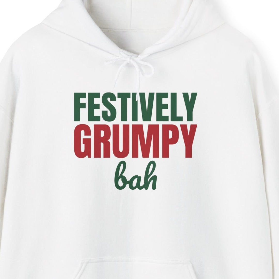 Festively Grumpy Bah Hoodie, Funny Christmas Hoodie lifestyle