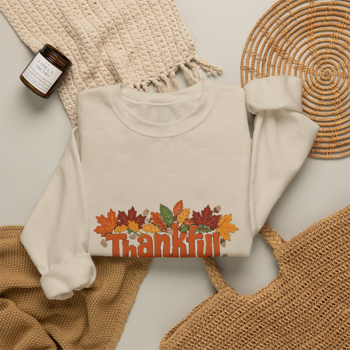 Thankful Grateful Blessed Sweatshirt, Cozy Fall Thanksgiving Crewneck, Autumn Sweater