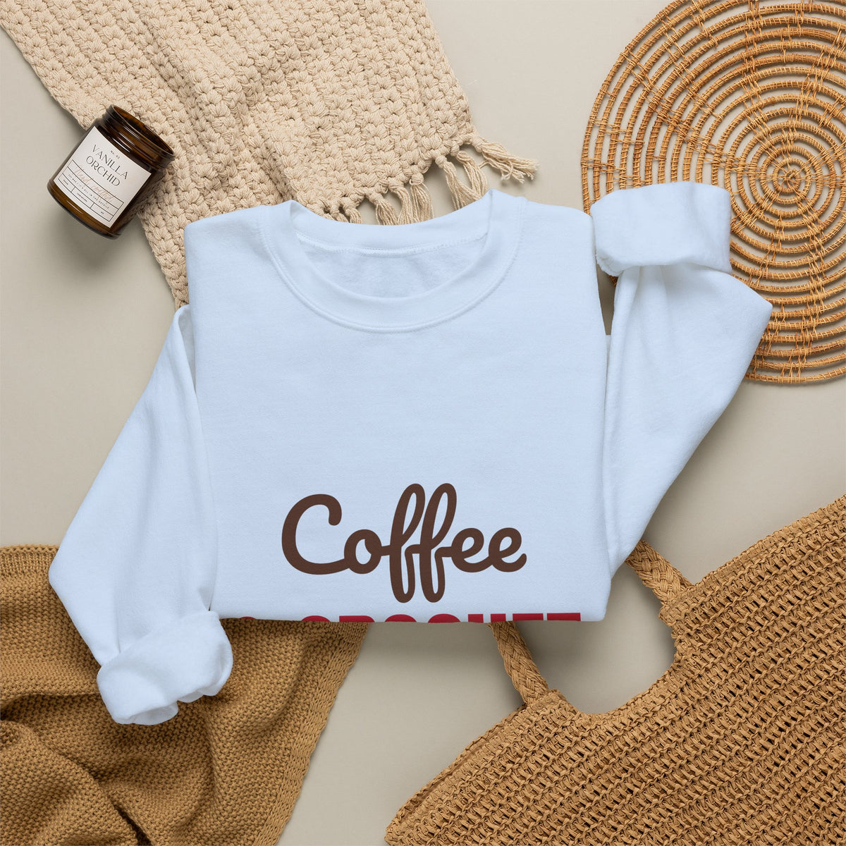 Coffee and Crochet Hooked on Both Sweatshirt, Crochet Crewneck, Yarn Lover Gift
