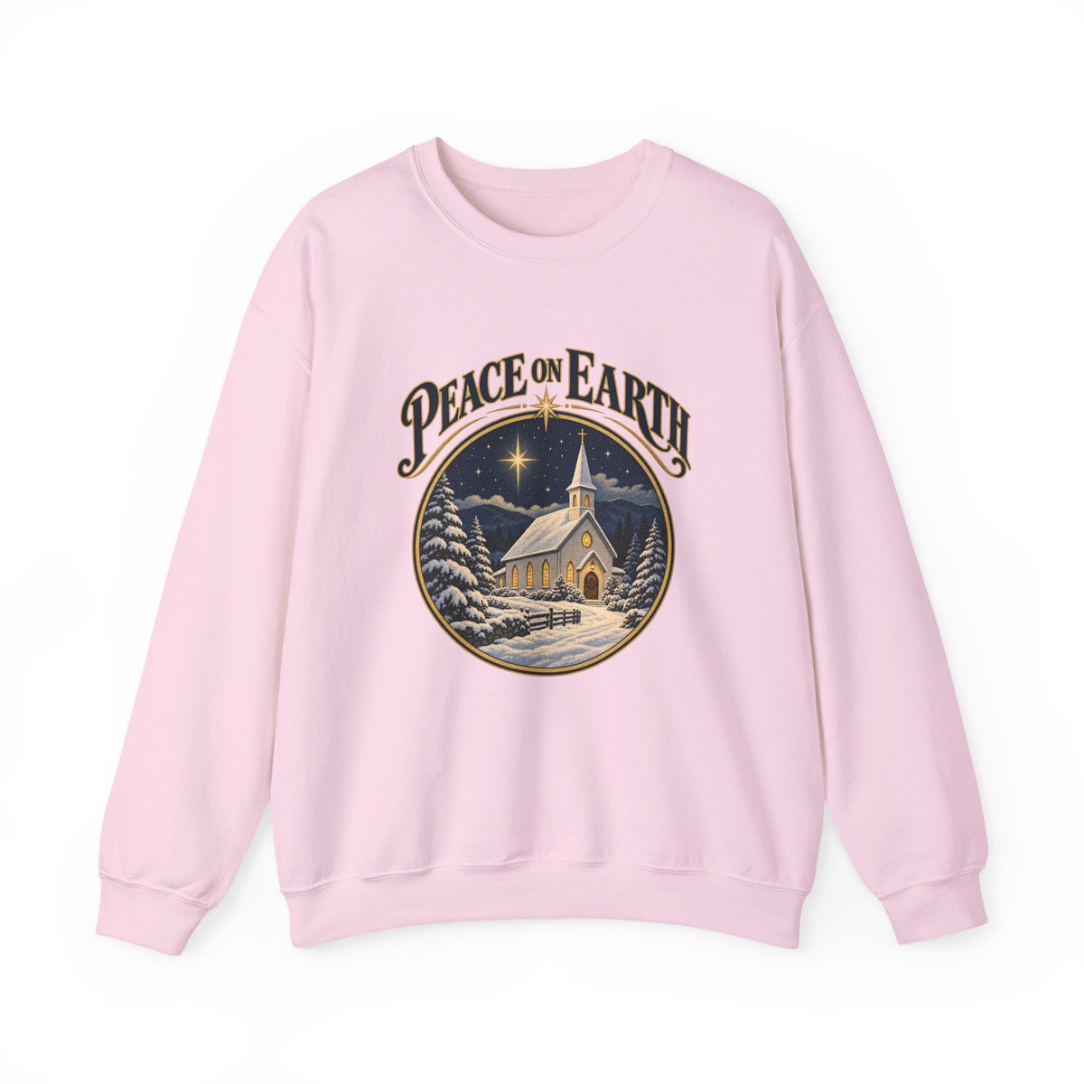Peace on Earth Snowy Country Church Sweatshirt, Peace on Earth Christmas Crewneck Sweatshirt
