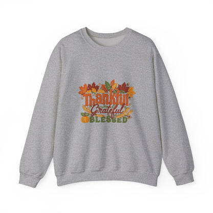 Thankful Grateful Blessed Sweatshirt, Cozy Fall Thanksgiving Crewneck, Autumn Sweater