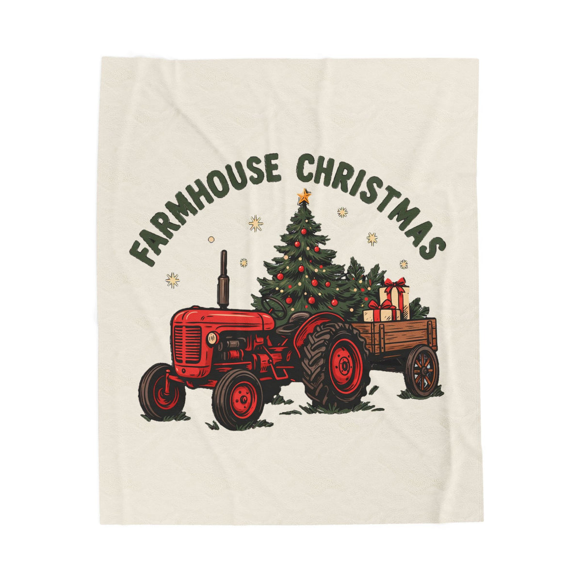 Farmhouse Christmas Red Tractor Christmas Blanket 50x60, Plush Holiday Throw