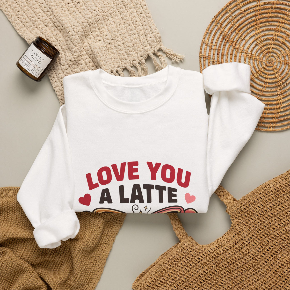 Love You a Latte Sweatshirt, Coffee Valentine Crewneck