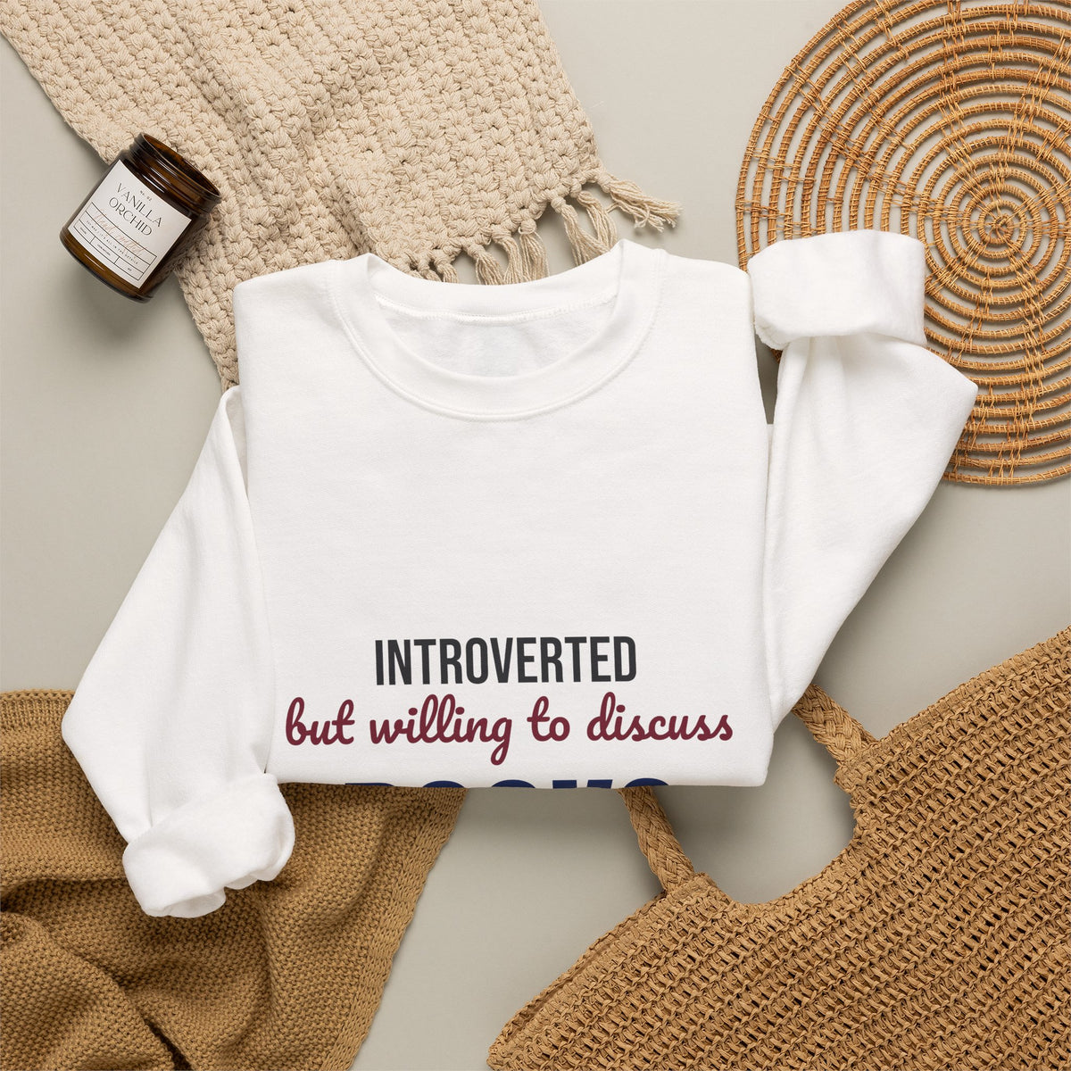 Introverted But Willing to Discuss Books Sweatshirt, Introvert Book Lover Crewneck Sweatshirt