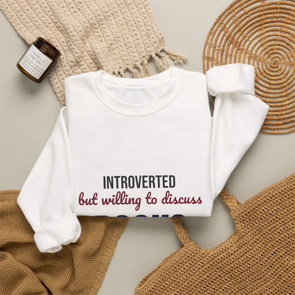 Introverted But Willing to Discuss Books Sweatshirt, Introvert Book Lover Crewneck Sweatshirt
