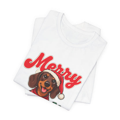 Merry Woofmas Shirt, Dachshund Christmas T-Shirt, Dog Lover Holiday Tee