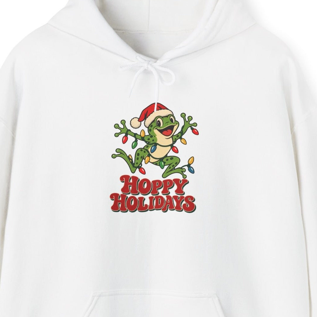 Hoppy Holidays Frog in Christmas Lights Hoodie, Frog Christmas Hoodie lifestyle