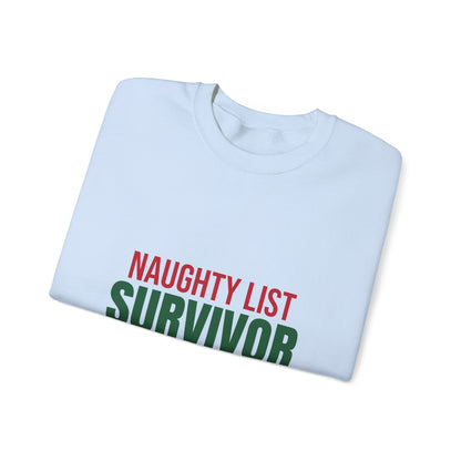 Naughty List Survivor Sweatshirt, Funny Christmas Crewneck
