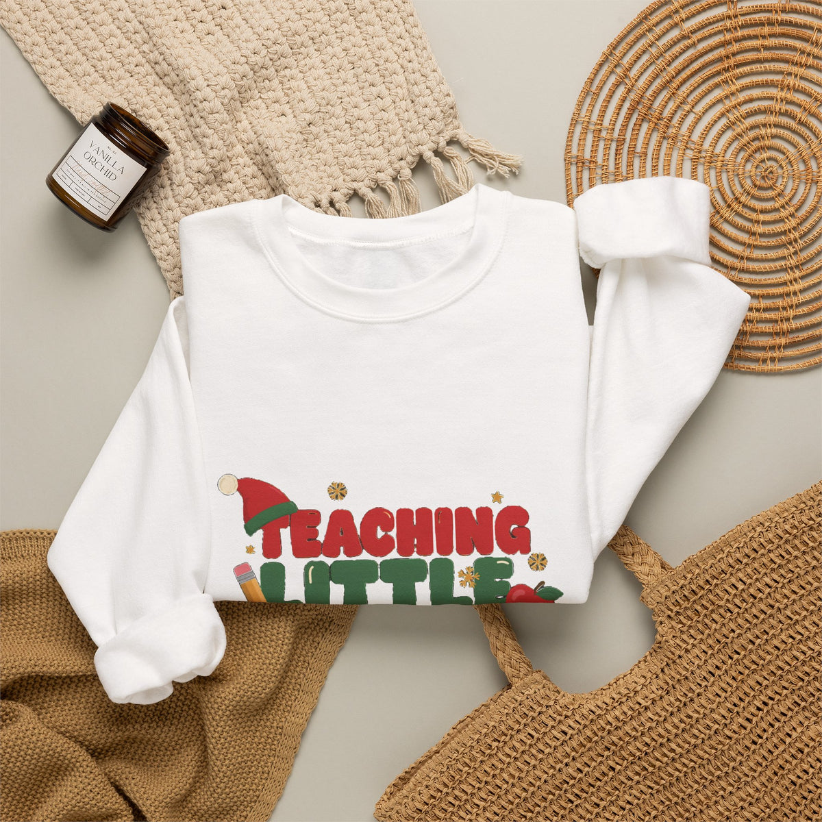 Teaching Little Elves Sweatshirt, Teacher Christmas Crewneck, Cozy Holiday Teacher Sweater