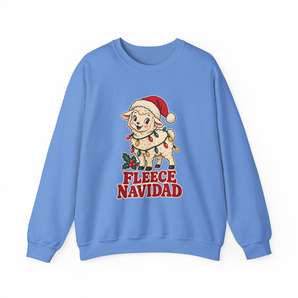 Fleece Navidad Christmas Sheep Sweatshirt, Sheep Christmas Crewneck Sweatshirt