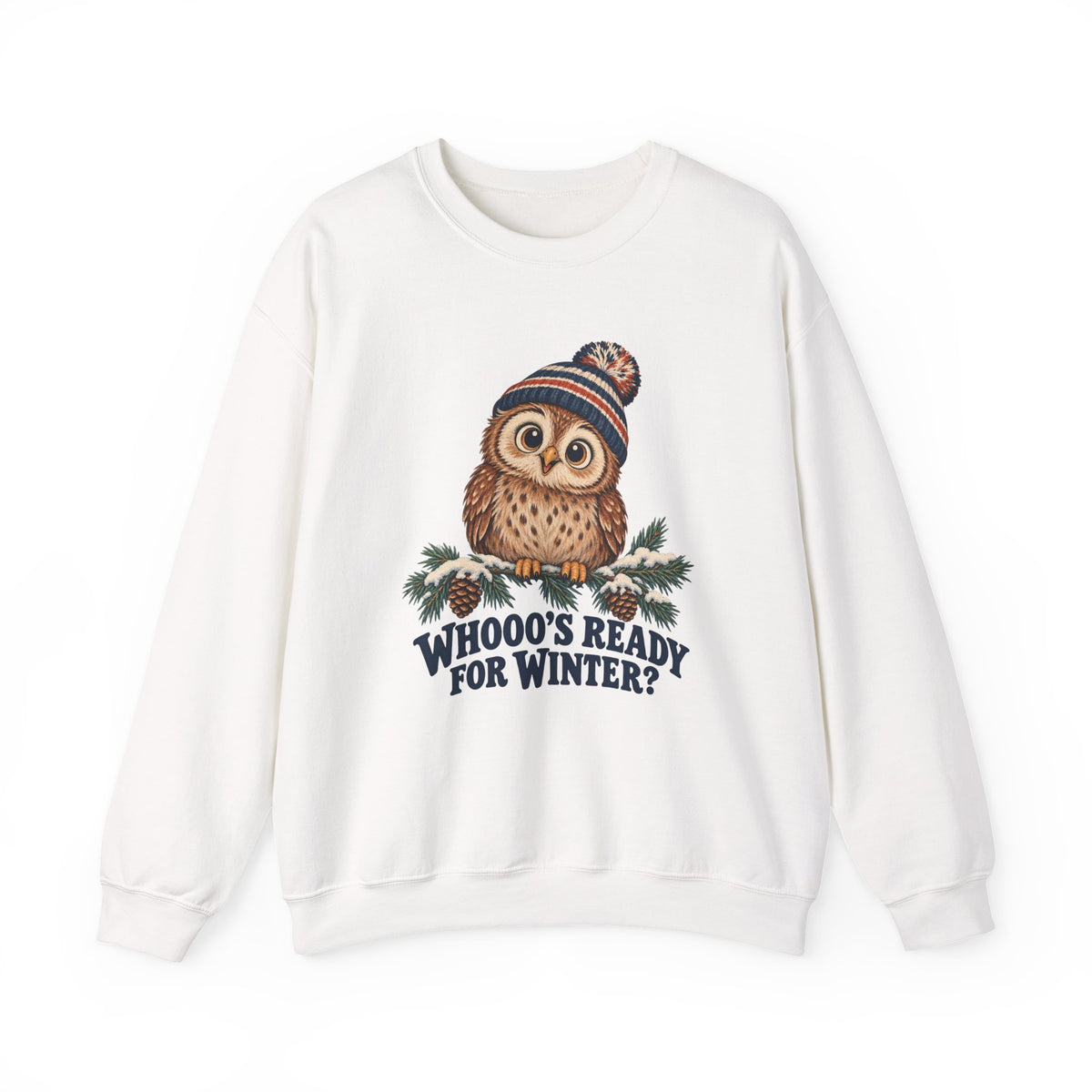 Whooo's Ready for Winter Owl in a Beanie Sweatshirt