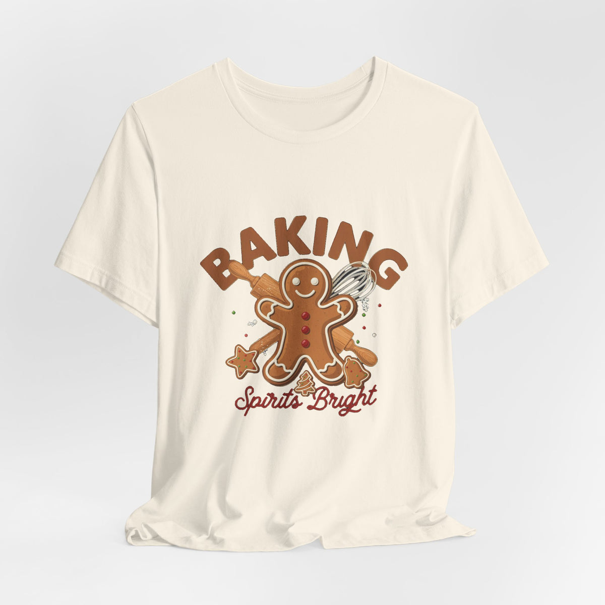 Baking Spirits Bright Shirt, Christmas Baking T-Shirt, Gingerbread Holiday Tee