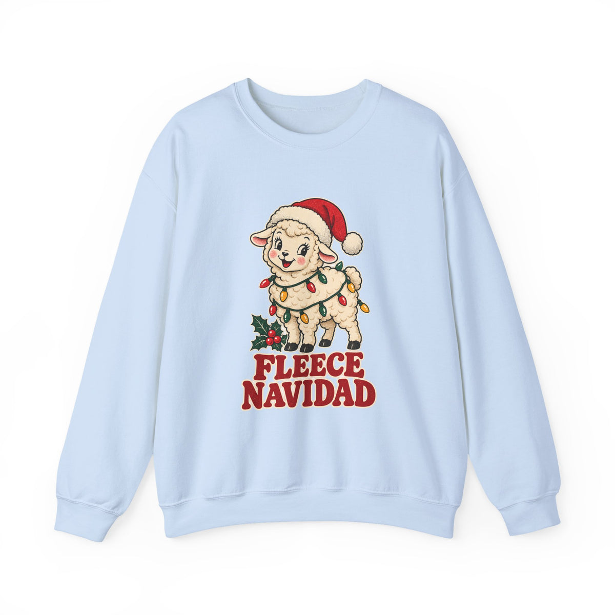 Fleece Navidad Christmas Sheep Sweatshirt, Sheep Christmas Crewneck Sweatshirt