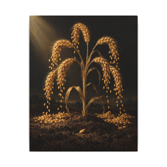 Seven Ears From One Seed Canvas Wall Art, Symbolic Oil Painting Print, By Xudeyda