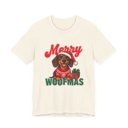 Merry Woofmas Shirt, Dachshund Christmas T-Shirt, Dog Lover Holiday Tee